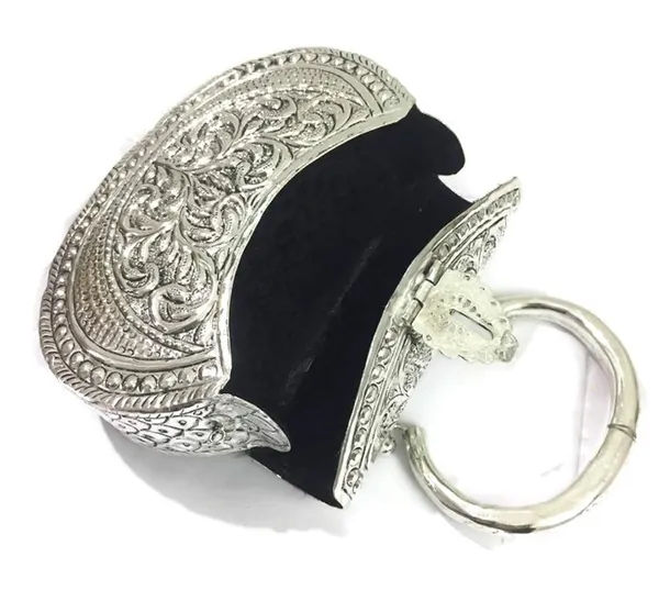 Silver Brass Metal Ethnic Handbag for Women 001